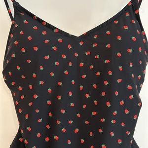 Madewell Strawberries One-Piece Swimsuit Black SIZE 8 EUC